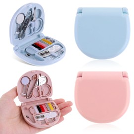 Mini Travel Sewing Kit, 2 Pack DIY Sewing Supplies - Small Portable Emergency Repair Kit With Needles, Threads, Scissors, Buttons