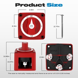 Battery Disconnect Switch, Malictele 300A 1-Both-2-Off Heavy Duty Cutoff Switch 12V-48V Waterproof Ignition Protected Power Kill Switch with Knob for Marine, Boat, Car, RV, Truck Battery - 4 Position