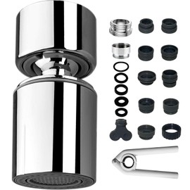 REZZI Tap Attachment Swivelling 360° Rotatable Dual Function Aerator Water Saver for Shower Kitchen Bathroom Attachment Rotatable for Kitchen Taps Chrome with Two Jet Types 22 mm