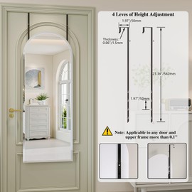 Over the Door Mirror Full Length, 48x14 Inch Frameless Door Mirror