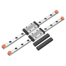 sourcing map 2pcs MGN9 200mm Linear Guide Rail with 2pcs MGN9H Sliding Carriage Block Bearing Steel and 2pcs Plastic Mini MGN12 Linear Guide for DIY 3D Printers and CNC Machine, Silver