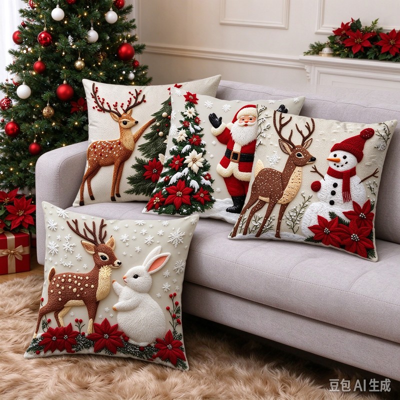 Christmas Throw Pillow Covers for Holiday Home Décor – 4-Piece
