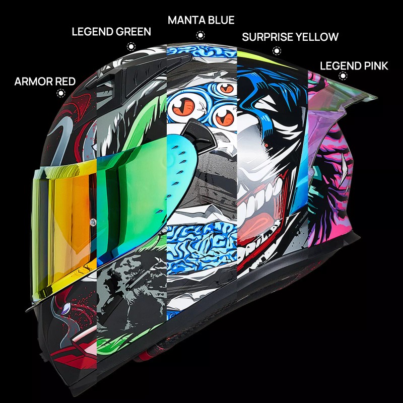 ILM Armor Red Full Face Motorcycle Helmets Mirrored&Clear Visors 2