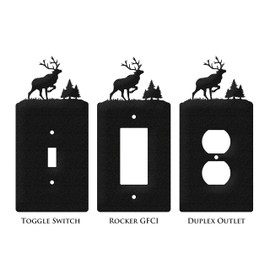 SWEN Products Elk Wall Plate Cover (Double Outlet, Black)