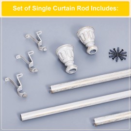 NICETOWN Antique White Curtain Rods for Windows 72 to 144 inch, Adjustable Standard Decorative 1 1/8 inch Diameter with Classic Trophy Finials, Sold by Single