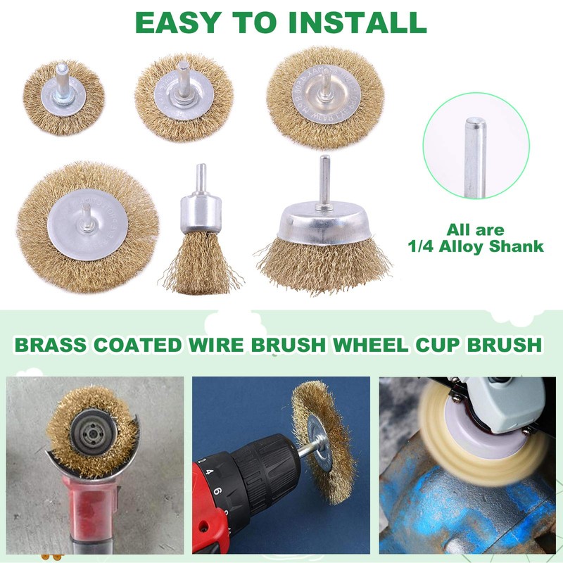 Keadic 9Pcs Alloy Steel Wire Wheel Brush Set with 80