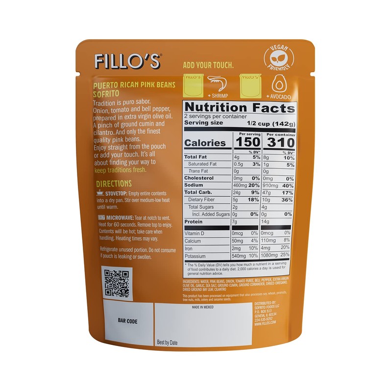 FILLOS Puerto Rican Pink Beans & Sofrito, 10 OZ