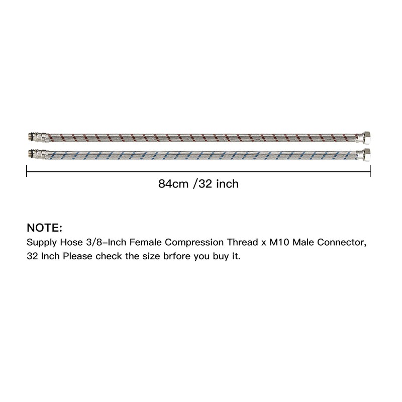 BWE 32-Inch Long Bathroom Kitchen Faucet Connector, Braided Stainless Steel
