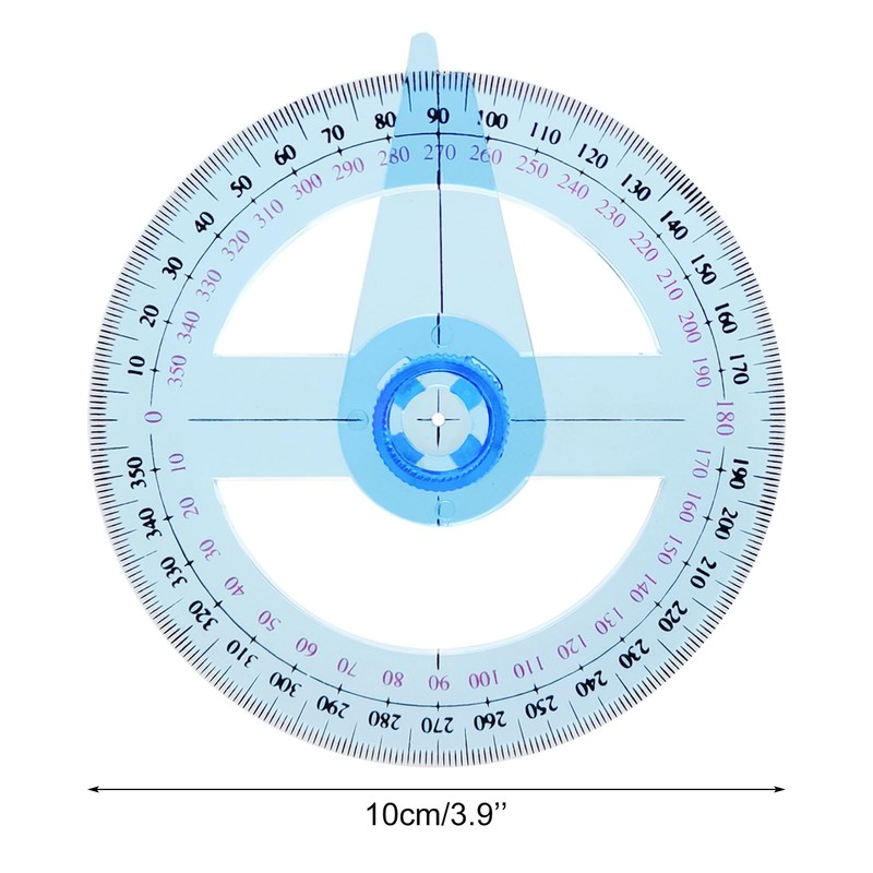 Cretty-Meet 2 PCS 360 Degree Swing Arm Protractor Plastic Circle