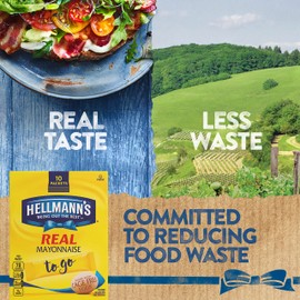 Hellmann's Real Mayonnaise To Go Packets 10 Ct, Pack of 6 For a Creamy Sandwich Spread or Condiment Gluten Free 3.8 oz, 6 Ct