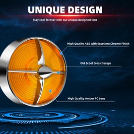 FATECIM 3 1/4" Turn Signal Light Covers Turbine Replacement Amber Lenses Screw-in Style for Harley Touring Road Glide Road King Electra Glide Heritage Softail Fatboy Softail Springer Chrome Bezel