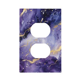 WUYOCHA Decorative Outlet Covers Modernity Abstract Purple Golden Marble 1 Gang Wall Plate Receptacle Duplex Light Switch Cover Plate Single Dual Plug Covers Electrical Switchplate Faceplate