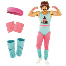 Fun Shack Mens 80s Fitness Instructor Costume Funny Stag Do Outfit For Men Adult Large