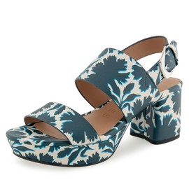Aerosoles Women's CAMILIA Heeled Sandal, Navy/Eggnog Printed Floral Faux Leather, 10 Wide