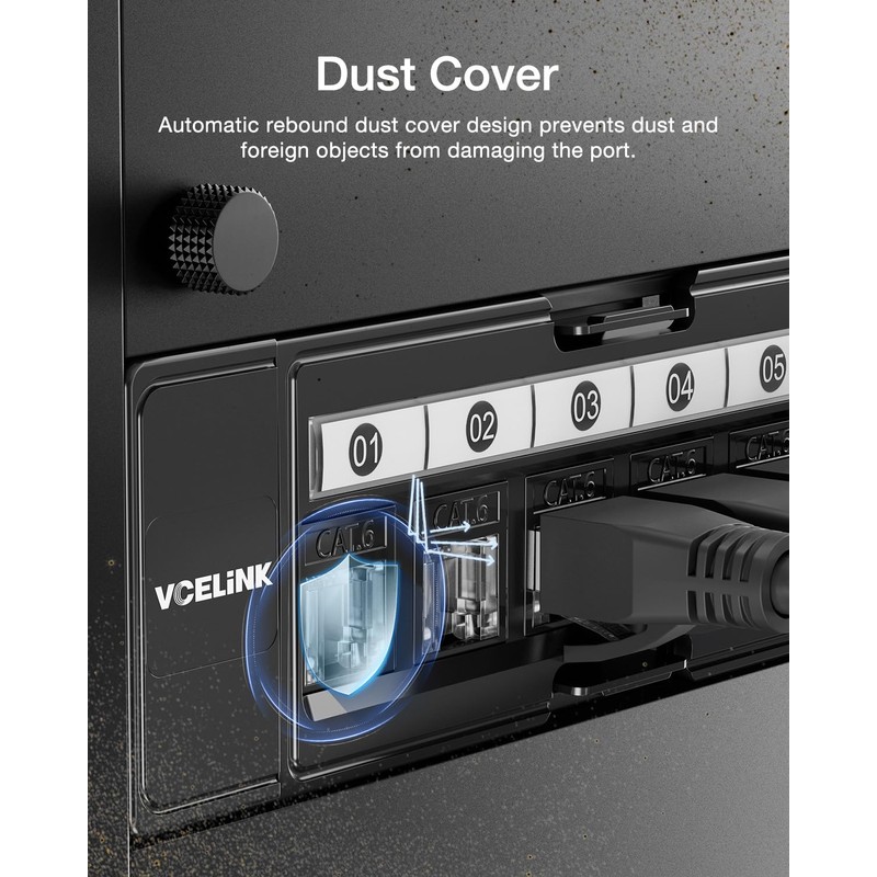 VCELINK RJ45 Cat6 Keystone Jacks, Dust-Proof Keystone Jacks, Slim Profile