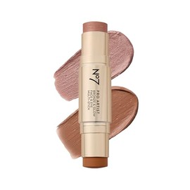 No7 Pro Artist - Barra bronceadora y resaltador multiusos – Contorno crema de doble punta e iluminador facial con vitamina E y aceite de argán para un