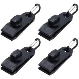 GoodsLand [ 4-Piece Set & Carabiner Included ] Tarp Clips Car Gutter Tent Clip Alligator Tent Clamp Hook Carabiner Joint Parts Camping Outdoor Supplies GD-SCRWTPC