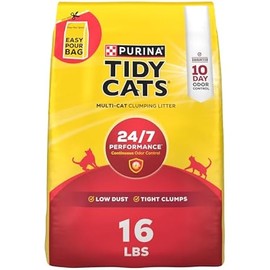 Purina Tidy Cats Clumping Cat Litter Odor Control, 24/7 Performance Multi Cat Litter - 16 lb. Bag
