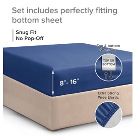 Sábana bajera ajustable California King – Sábana bajera individual de hotel de lujo y refrigeración solamente –Se adapta perfectamente a colchones de hasta 16 pulgadas –Suave, sin arrugas, azul marino