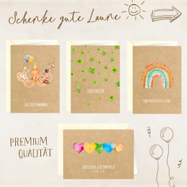 LOViLEE® 10 x folding cards, congratulations happy set of 4