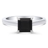 BERRICLE Sterling Silver Solitaire Black Princess Cut Cubic Zirconia CZ