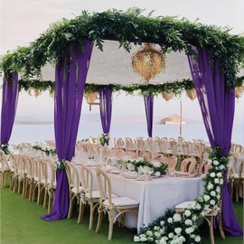DUOBAO Purple Chiffon Backdrop Curtain 29x120-Inch Polyester Fabric Drapes for Wedding Ceremony Sheer Curtains 2 Panels Photography Backdrops Drape Party Stage Purple Background for Parties