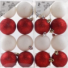Blue Whale Gifts Red White Christmas Tree Baubles Decorations (Set of 16)