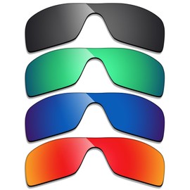 Alphax 4 Pair Polarized Replacement Lenses for Oakley Batwolf OO9101 Sunglasses- Black+Green+Red+Deep Water