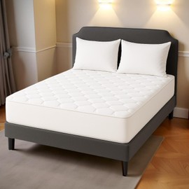 Elite Essentials Quilted Soft Mattress Protector With 110 GSM Microfiber Fill - Noiseless & Antiallergy Small Double Mattress Protector (122x190cm) with Deep 30cm Skirt - White