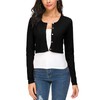 EXCHIC Women's Elegant Long Sleeve Bolero Cardigan with Buttons Round