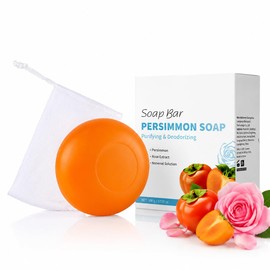 Kaki Soap Natural Soap with Rose Extract - Mild Solid Soap for Face & Body, Moisturising for Gentle Daily Cleansing, Natural Persimmon Soap Solid Shower Soap