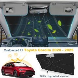 2025 Upgrade Windshield Sun Shade Umbrella Custom Fit for Toyota Corolla 2020-2025 Foldable UV Protection Car Cover, Emergency Rain Shield & Dashboard Protector - Durable Auto Accessory