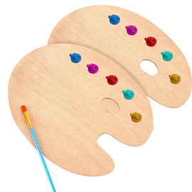 Wooden Paint Palette, Painting Palette, Watercolor, Paint Plate, Painting, Plastic, Easy to Carry, Easy to Clean Pigment, DIY Art, Watercolor Tools, Oil Paints, 7.9 x 11.8 inches (20 x 30 cm), Set of