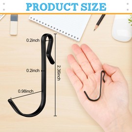 Lyrow 40 Pcs J Hook for Wire Shelving Hooks Stainless Steel Hanger Clip on Metal Wire Rack Hanging Sink Grid Hook for Display Kitchen Bedroom Office Shelf Pots Kitchenware Shirts(Black)