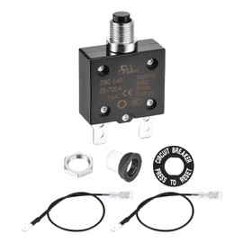DMiotech 15A Thermal Circuit Breaker 125/250V AC 50V DC 2.3x1.4x0.6" Manual Reset Overload Protector with Quick Connect Terminal and Waterproof Cap for Overload Protection