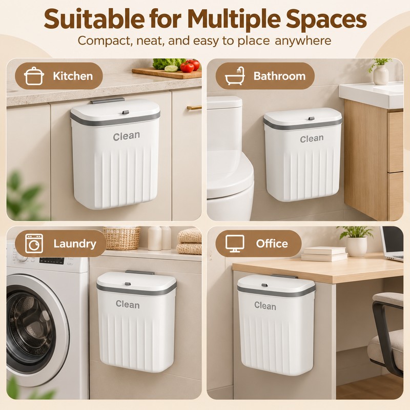 12L Hanging Kitchen Trash Can for Cabinet Doors – Space-Saving