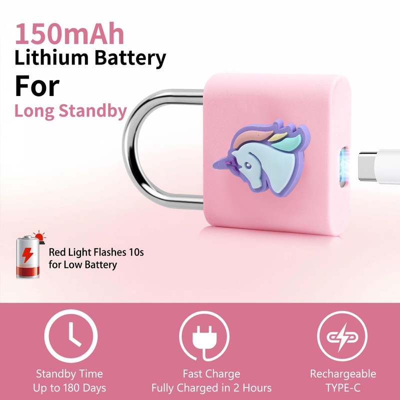 UMIKSMART Fingerprint Padlock, Keyless Biometric Smart Lock, USB Rechargeable &
