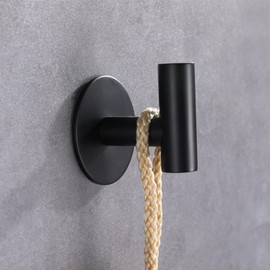 Zuvky Self Adhesive Hooks 304 Stainless Steel Heavy Duty Hangers Without Nails for Bathrooms Kitchen Livingroom Garage Hotel Towel Hook-2 Pack (Black)