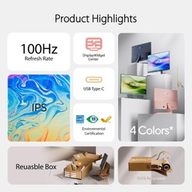 ASUS 24” 1080P Eye Care Monitor (VU249CFE-B) - Full HD, IPS, 100Hz, Adaptive-Sync, USB-C, Ambient Light Sensor, Height Adjustable, Cable Clip, EyeCare+ Technology, 3 Year Warranty, Quiet Blue Color