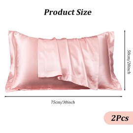 Satin Pillowcases, Similar to Mulberry Silk Pillowcase for Hair and Skin Pillow Cases Standard Size with Envelope Closure Soft and Cooling Gift for Women Men Beauty Sleep (2Pack 20x30 Inches) (Pink)