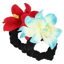 FRCOLOR 2pcs Decorative Floral Hair Ties for Women Colorful Orchid Fabric Elastic Bands Versatile Ponytail Holders for Boy Girl Adults for Hairstyles Parties