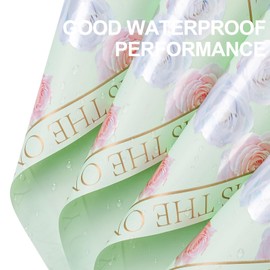 WRAPAHOLIC 20 Sheets Light Green Flower Wrapping Paper - 22.4 x 22.4 inch Rose Design Water-Resistant Floral Bouquet Wrapping Paper, Florist Supplies Packaging for Wedding Birthday Gift DIY