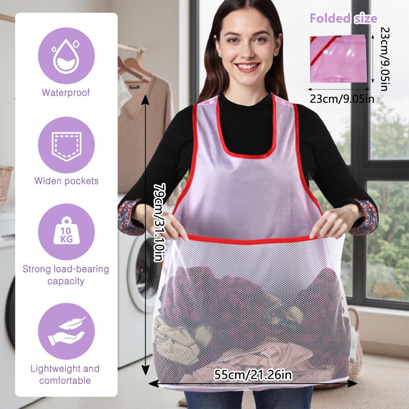 HAFRILY Portable Clothes Drying Apron Laundry Apron with Pouch Large