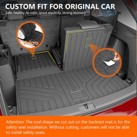powoq 6&7 Seats Cargo Mat Compatible with 2018-2025 Volkswagen Atlas Trunk Mat Not Fit Cross Sport TPE Backrest Mat Replacement for 18-25 VW Atlas Accessories (Rear Backrest Mat with Trunk Mat)