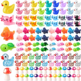 Barydat Barydat 200 Pcs Mini Resin Animals Figures Small Variety Animals to Hide Tiny Duck Axolotl Dinosaur Turtle Mushroom Figures for Christmas Easter Gifts Landscape Game Garden Decorations Garden Crafts