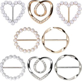 8Pcs Silk Scarf Ring Clip for Women Fashion Round Circle Scarf Holder, T Shirt Tie Clip, Waist Belt Buckle and Clothing Wrap Accessory, Multi Functional Silk Ring Clips for Scarves, Dresses, Tops