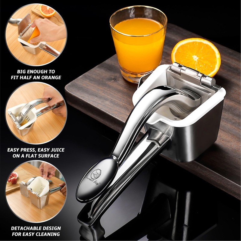 Stainless Steel Lemon Squeezer, Heavy-Duty Orange Juicer, Durable Hand Press