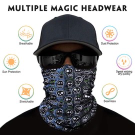 Venswell Neck Gaiter Mask for Men Women, Seamless Bandana Rave Face Cover Mask, Magic Face Scarf, Balaclava,Headband, Head Wrap-Motorcycle Cycling Festival Outdoors (B-Black Gray Series)