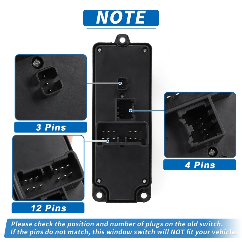 X AUTOHAUX Front Right Driver Side Power Window Switch Window