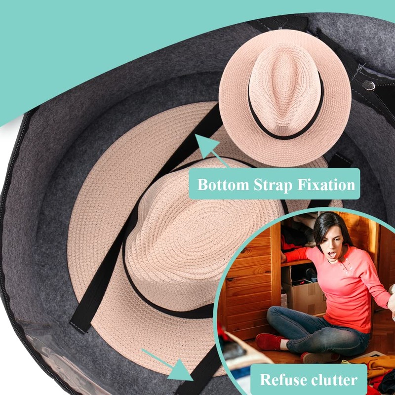 Samplife Hat Box,Hat Storage Box,Stackable Round Brim Hats Organizer Bag